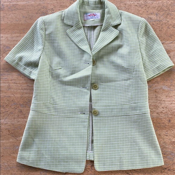 Vintage Retro Pastel Green Short-Sleeve Top with Matching Skirt - Picture 7 of 8